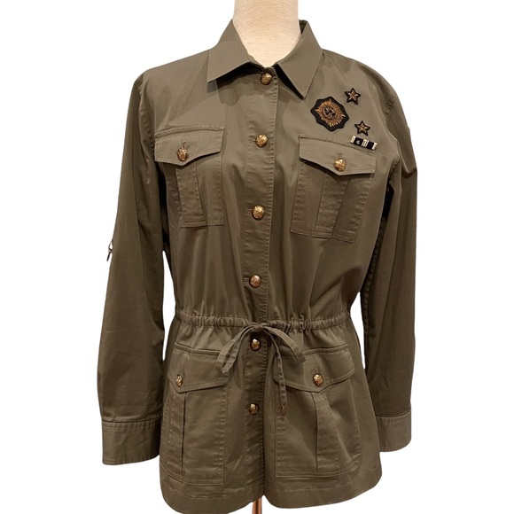 Ralph Lauren Olive embroidered Collared Utility Jacket with patches 6 M - Picture 2 of 6